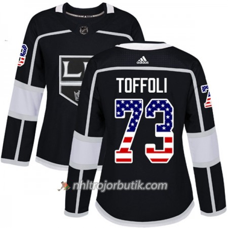 Dame Ishockey Los Angeles Kings Tröja Tyler Toffoli 73 Adidas 2017-2018 Svart USA Flag Fashion Authentic